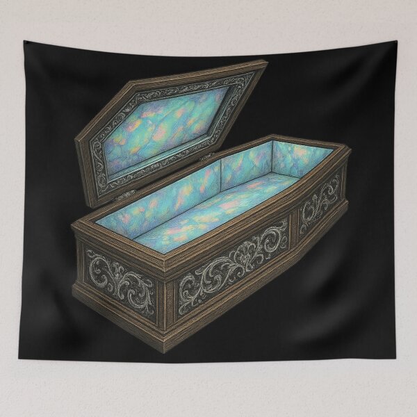 Item preview, Opal Coffin Aesthetic – Gothic Pastel Coffin Art – Dark Home Décor Illustration designed and sold by Mouraludia.