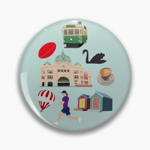Item preview, Melbourne Flinders St Station Tram Coffee Football Brighton Beach boxes single print designed and sold by Lozzie Eliza Designs.