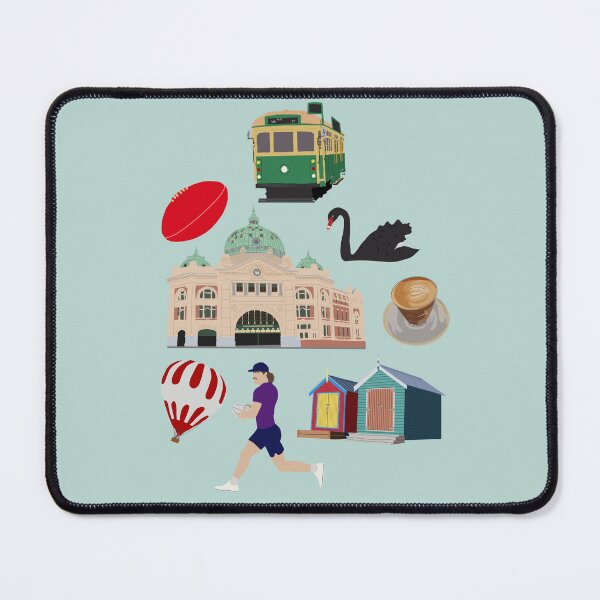 Item preview, Melbourne Flinders St Station Tram Coffee Football Brighton Beach boxes single print designed and sold by Lozzie Eliza Designs.