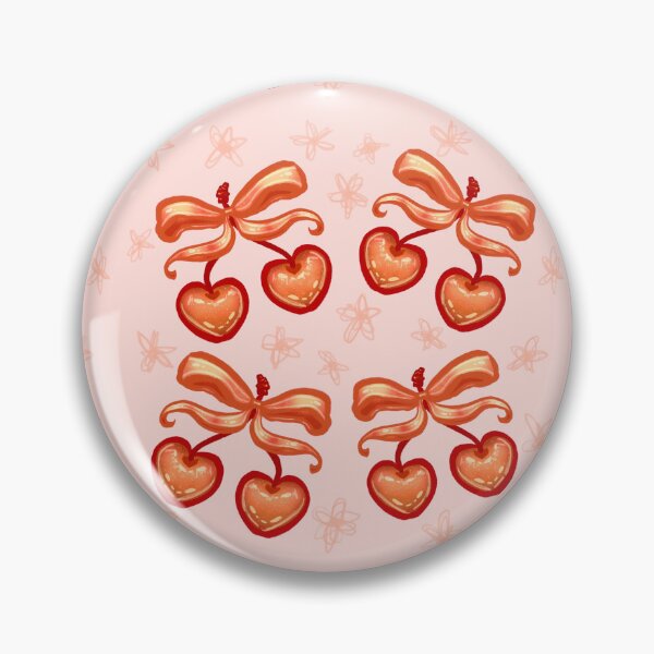 Artikelvorschau, Muster Preppy Vintage Coquette Orange Cherry Schleife entworfen und verkauft von BluwTuwip.