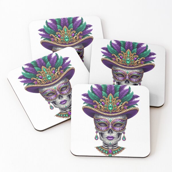 Item preview, Mardi Gras Purple Green Gold Sugar Skull Queen Women designed and sold by LiviuGligoros.