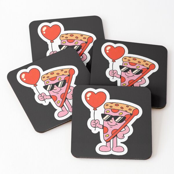Item preview, Pizza Love – Retro Mascot with Heart Balloon designed and sold by Izhandesign.