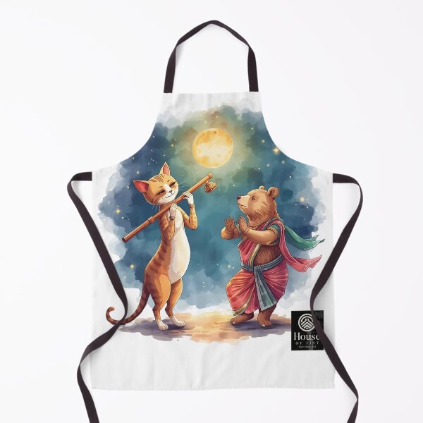 Item preview, Melody Under the Moon – Cat Flute & Dancing Bear Watercolor Art designed and sold by HOUSE OF TIST.