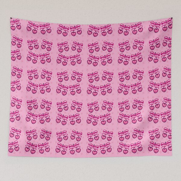 Item preview, Pattern Preppy Vintage Coquette Pink Cherry Bow  designed and sold by BluwTuwip.