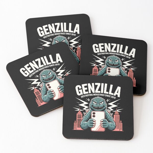 Item preview, GENZILLA Cartoon Monster Design with Smartphone, Lightning Bolts and Urban Chaos designed and sold by SplashTastic.