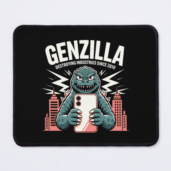 Item preview, GENZILLA Cartoon Monster Design with Smartphone, Lightning Bolts and Urban Chaos designed and sold by SplashTastic.