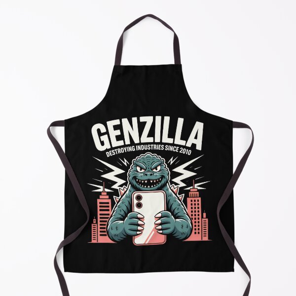 Item preview, GENZILLA Cartoon Monster Design with Smartphone, Lightning Bolts and Urban Chaos designed and sold by SplashTastic.