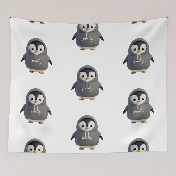 Item preview, Gray Hoodie Poodie Penguin – Cute 3D Hoodie Character  designed and sold by HNstory.