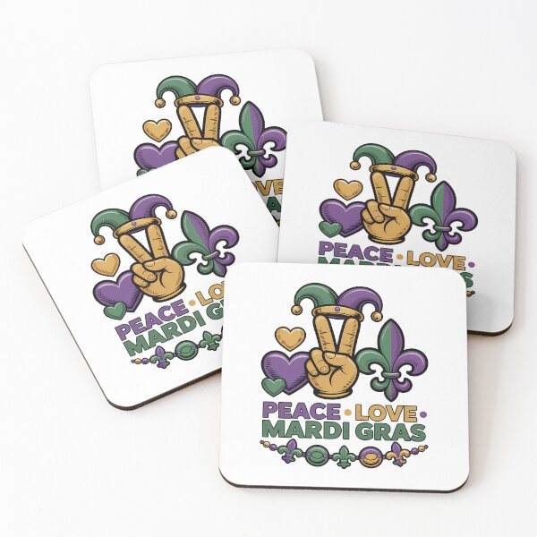 Item preview, Peace Love Mardi Gras New Orleans Carnival Jester Hand Design designed and sold by BernoNickel.