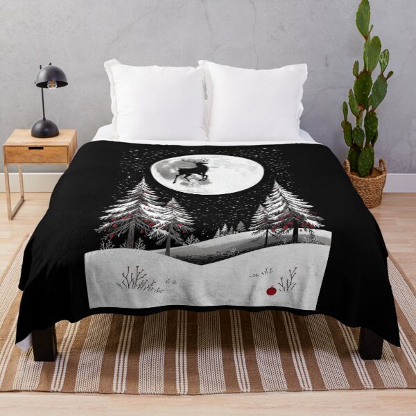 Item preview, Minimal Dark Christmas Scene | Reindeer Moon Vector designed and sold by ColorSplash123.