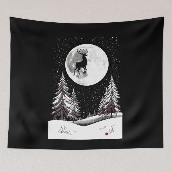 Item preview, Minimal Dark Christmas Scene | Reindeer Moon Vector designed and sold by ColorSplash123.