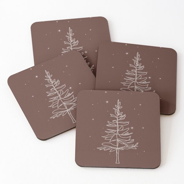 Item preview, Deep Brown Minimalist White Tree Stars designed and sold by ElinHallengren.