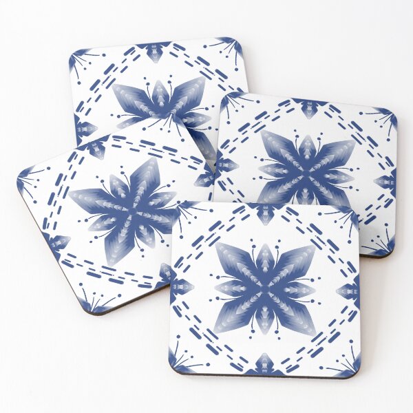 Item preview, Indigo Abstract Floral Tile Seamless Pattern with Hand Drawn Style designed and sold by SGStudio_Thailand.