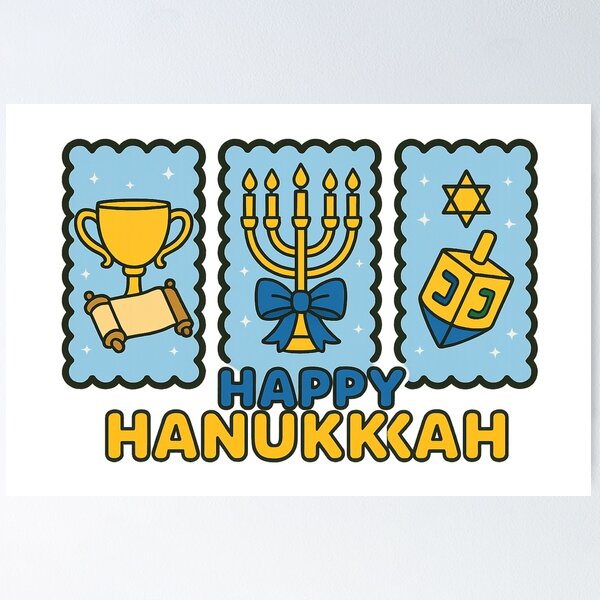 Item preview, Happy Hanukkah Trio PNG | Menorah Dreidel Trophy Jewish Holiday Design designed and sold by BABUSHOP5.