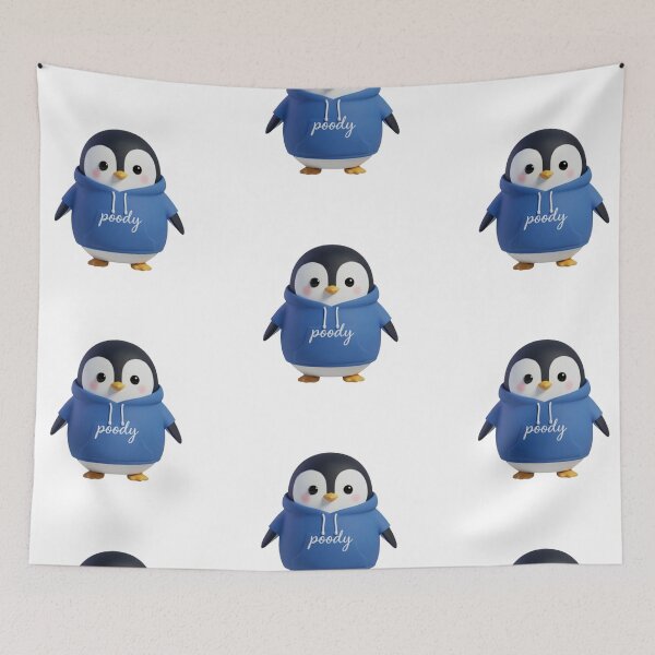 Item preview, Blue Hoodie Poodie Penguin – Cute 3D Hoodie Character designed and sold by HNstory.