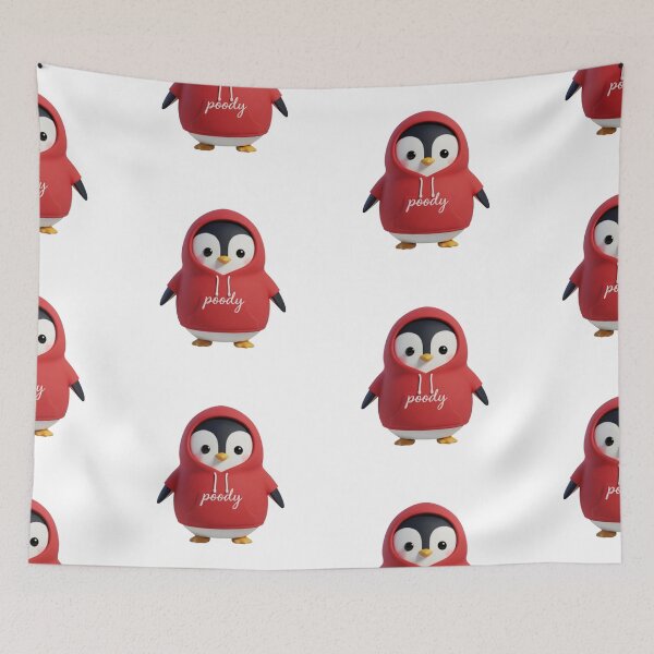 Item preview, Red Hoodie Poodie Penguin – Cute 3D Hoodie Character designed and sold by HNstory.