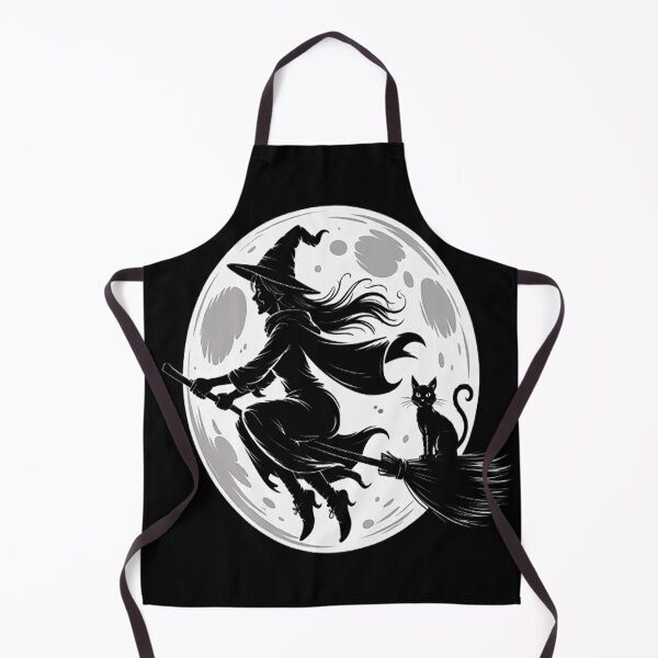 Item preview, Flying Witch On Broomstick Halloween Full Moon Black Cat designed and sold by mandiana.