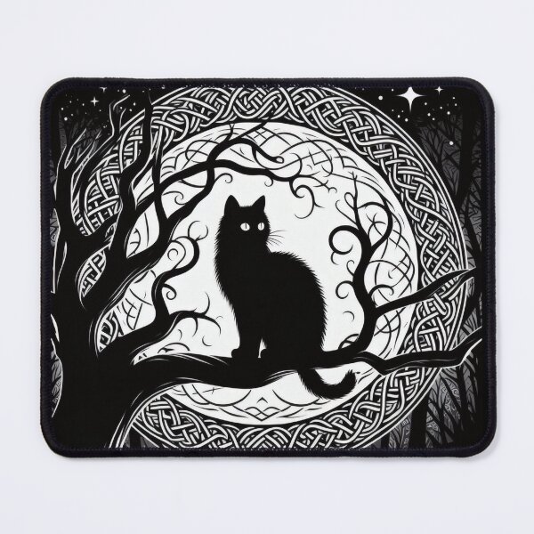 Item preview, Goth Black Cat in a Tree, Halloween, Long Haired, Celtic designed and sold by TheTimeTaxi.