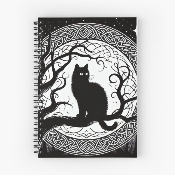 Item preview, Goth Black Cat in a Tree, Halloween, Long Haired, Celtic designed and sold by TheTimeTaxi.