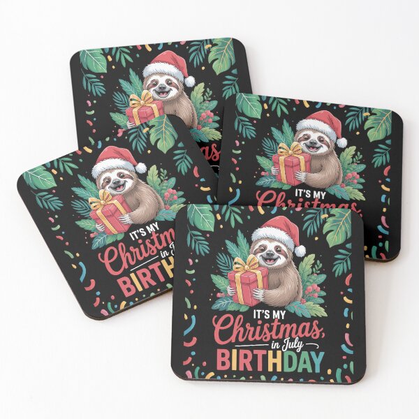 Item preview, It's My Christmas In July Birthday Cute Sloth Santa Hat designed and sold by Moxizz.