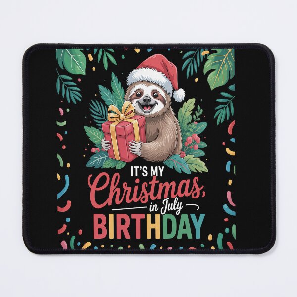 Item preview, It's My Christmas In July Birthday Cute Sloth Santa Hat designed and sold by Moxizz.