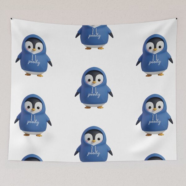 Item preview, Blue Hoodie Poodie Penguin – Cute 3D Hoodie Character designed and sold by HNstory.