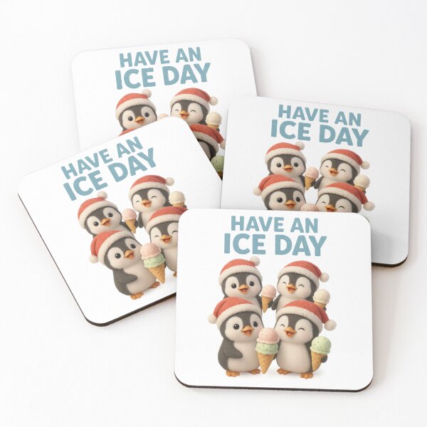 Item preview, Cute Pengiuns With Ice Cream - Have An Ice Day | Kawaii Winter Christmas Art designed and sold by Moons Studio.