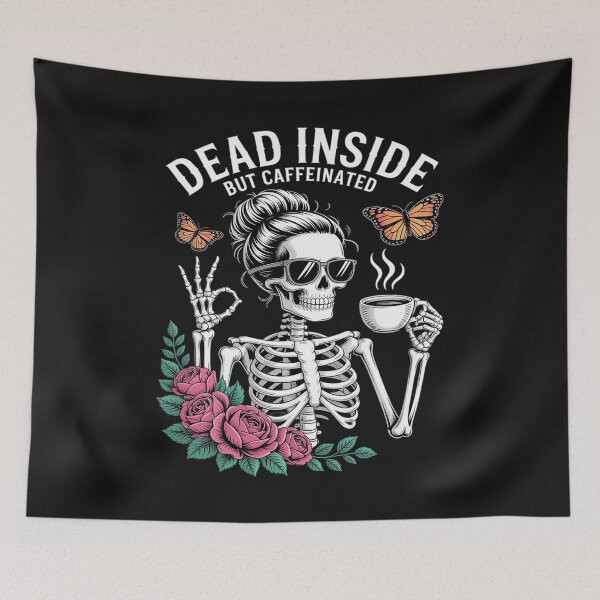 Item preview, Dead Inside But Caffeinated Skeleton Flower designed and sold by JessicaWalshdf.