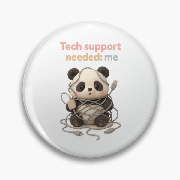 Item preview, Cute Computer Cord Tangled Panda - Tech Support Needed: Me | Kawaii Funny Office Humor Art designed and sold by Moons Studio.