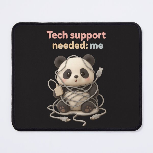 Item preview, Cute Computer Cord Tangled Panda - Tech Support Needed: Me | Kawaii Funny Office Humor Art designed and sold by Moons Studio.
