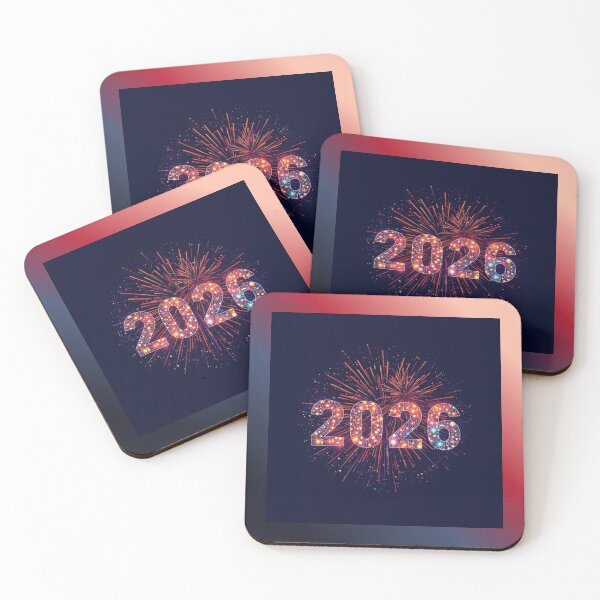 Item preview, 2026 typography with fireworks  designed and sold by tsintsinshop.