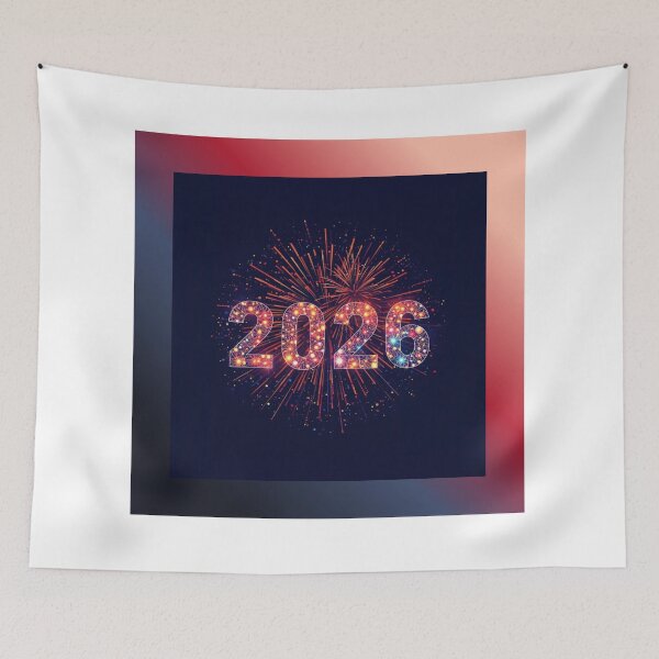 Item preview, 2026 typography with fireworks  designed and sold by tsintsinshop.