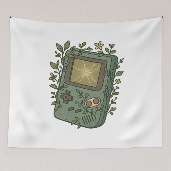 Item preview, Retro Handheld Console Botanical Gamer Art designed and sold by AmyDrip.