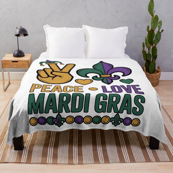 Item preview, Peace Love Mardi Gras Shirt Jester Hat & Fleur De Lis Art designed and sold by BernoNickel.