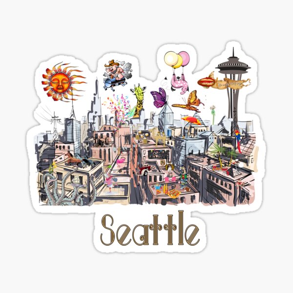 POP ART Crazy City of Seattle Sticker