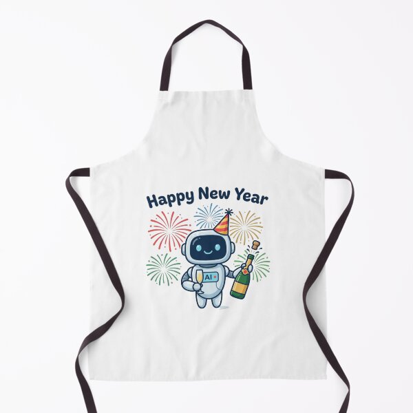 Item preview, Feliz año nuevo, lindo robot de inteligencia artificial con fuegos artificiales. designed and sold by nicnacc.