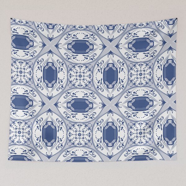 Item preview, Indigo Ornamental Medallion Tile Seamless Pattern with Classic Symmetry designed and sold by SGStudio_Thailand.