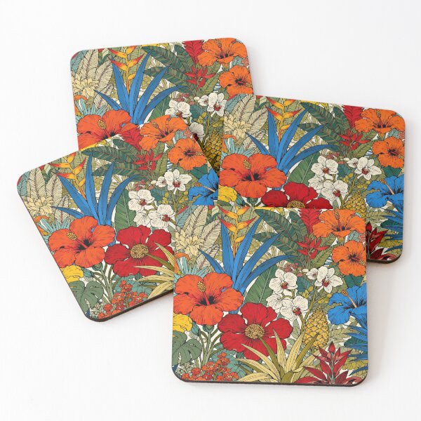 Item preview, Vibrant Tropical Jungle Garden with Colorful Hibiscus designed and sold by zzz888.