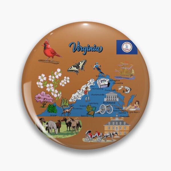 Item preview, A Trip to Virginia: Illustrated Map with Cardinal, Flowers & Historical Landmarks designed and sold by mashmosh.