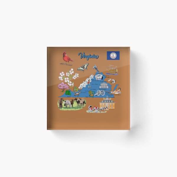 Item preview, A Trip to Virginia: Illustrated Map with Cardinal, Flowers & Historical Landmarks designed and sold by mashmosh.