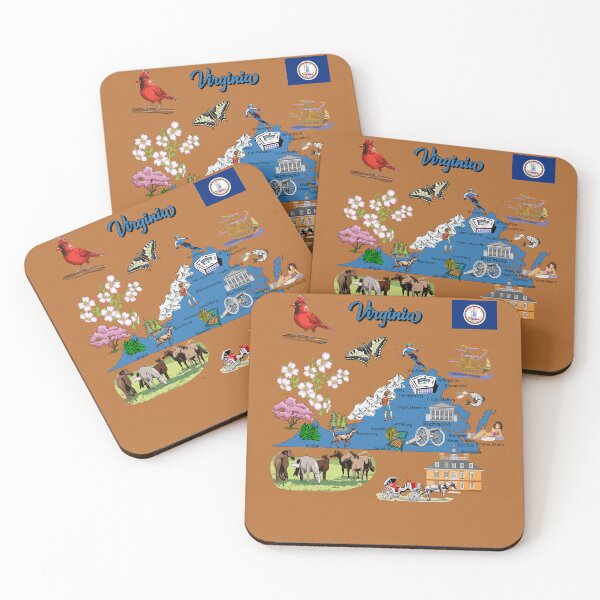 Item preview, A Trip to Virginia: Illustrated Map with Cardinal, Flowers & Historical Landmarks designed and sold by mashmosh.