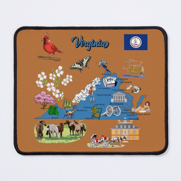 Item preview, A Trip to Virginia: Illustrated Map with Cardinal, Flowers & Historical Landmarks designed and sold by mashmosh.