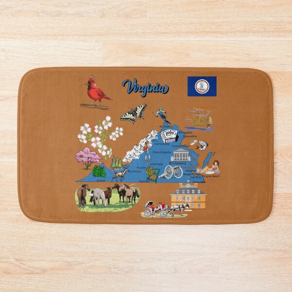 Item preview, A Trip to Virginia: Illustrated Map with Cardinal, Flowers & Historical Landmarks designed and sold by mashmosh.