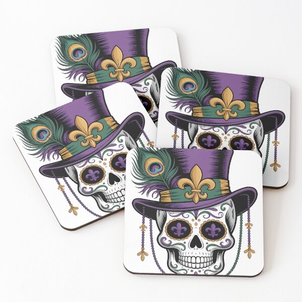 Item preview, Diseño de calavera de azúcar con flor de lis y calavera del festival de Mardi Gras designed and sold by BernoNickel.