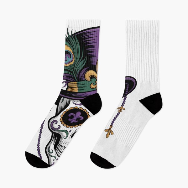 Item preview, Diseño de calavera de azúcar con flor de lis y calavera del festival de Mardi Gras designed and sold by BernoNickel.