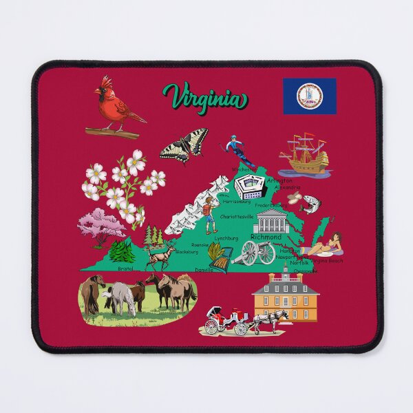 Item preview, Illustrative Map of Virginia Icons - State Symbols and Landmarks designed and sold by mashmosh.