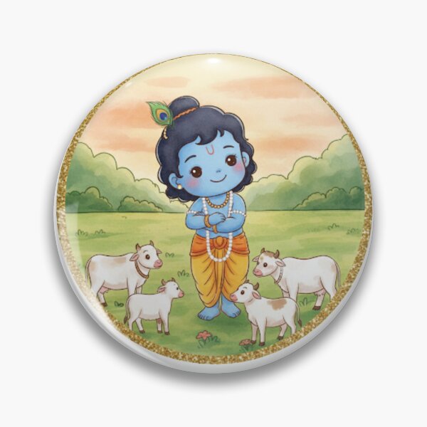 Item preview, Little Krishna, the Gopala | Divine Cowherd with Beloved Cows of Vrindavan designed and sold by InnerDivineSoul.