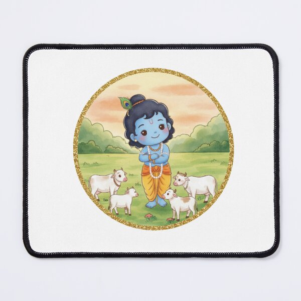 Item preview, Little Krishna, the Gopala | Divine Cowherd with Beloved Cows of Vrindavan designed and sold by InnerDivineSoul.