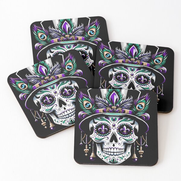 Item preview, Arte de calavera de azúcar de Mardi Gras Calavera de carnaval de oro púrpura designed and sold by BernoNickel.