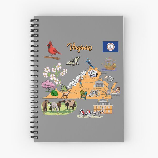 Item preview, Virginia Icons, Cardinal, Dogwood, State Flag & Map Illustration designed and sold by mashmosh.